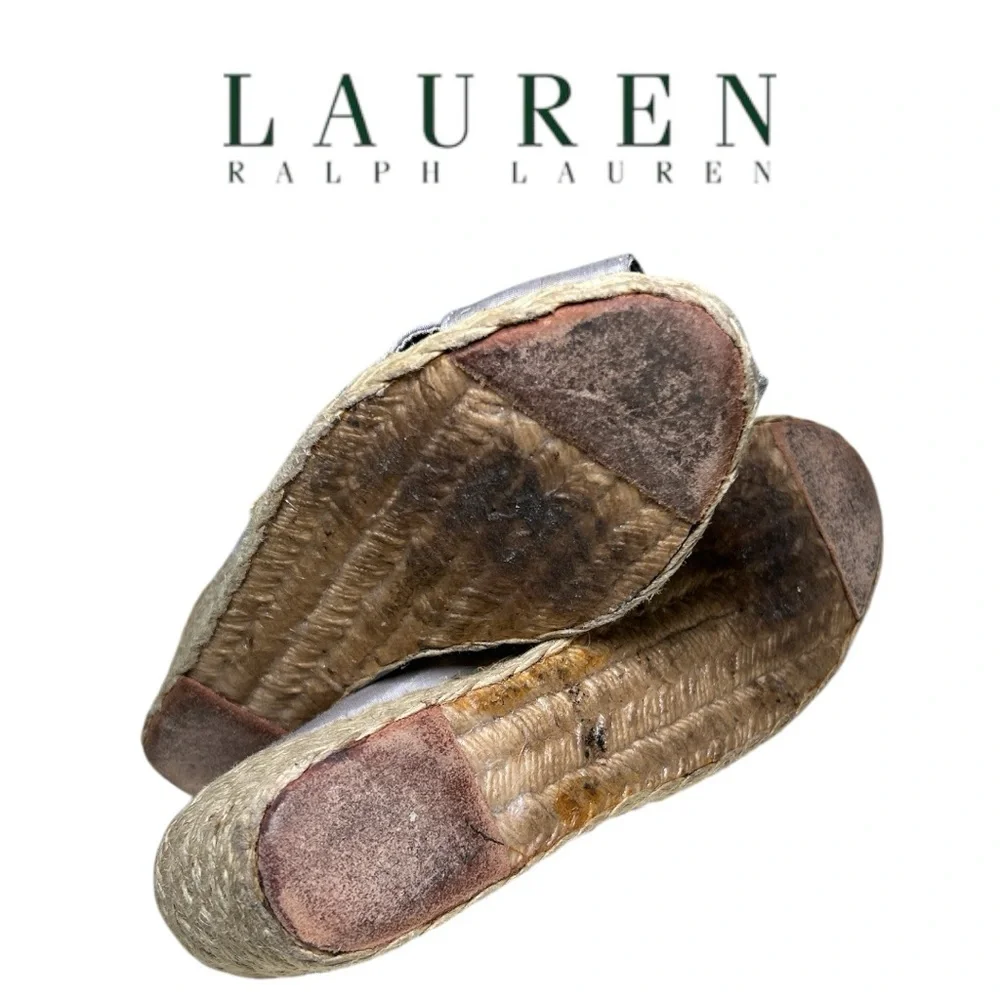 Lauren Ralph Lauren‎ Silver Cecilia Wedge Espadrilles - Size 9B